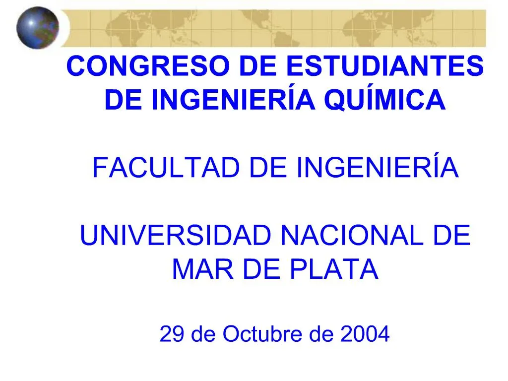 PPT CONGRESO DE ESTUDIANTES DE INGENIER A QU MICA FACULTAD DE