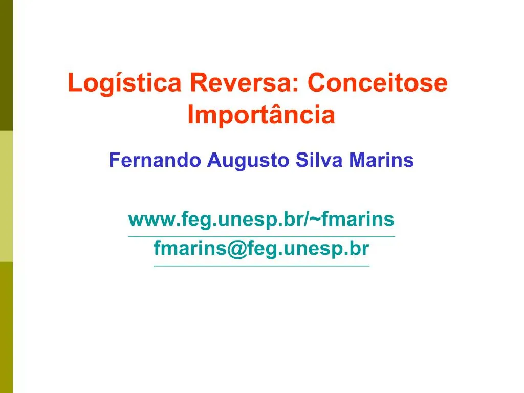 Ppt Log Stica Reversa Conceitos E Import Ncia Powerpoint