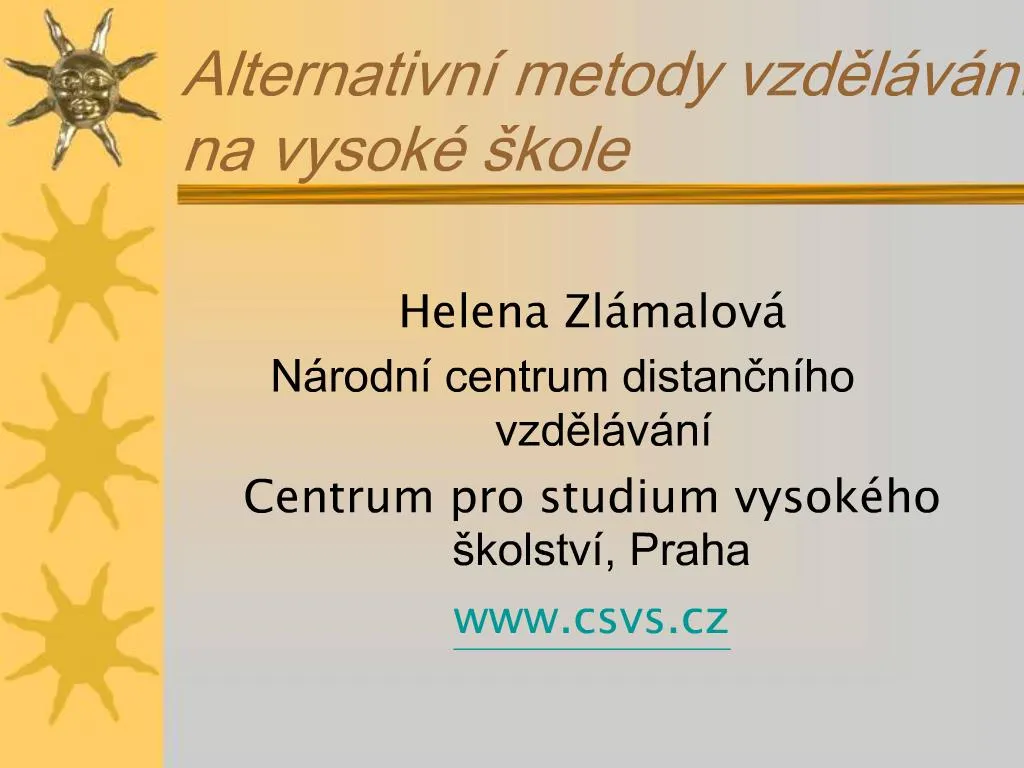 Ppt Alternativn Metody Vzdel V N Na Vysok Kole Powerpoint