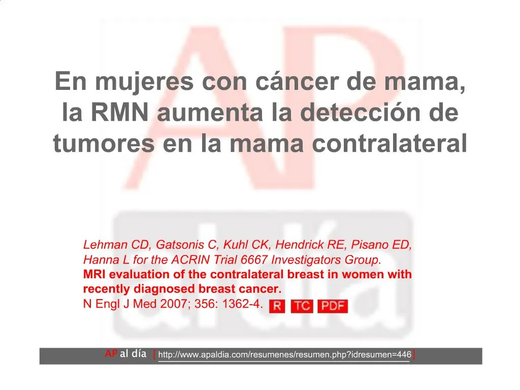 Ppt En Mujeres Con C Ncer De Mama La Rmn Aumenta La Detecci N De