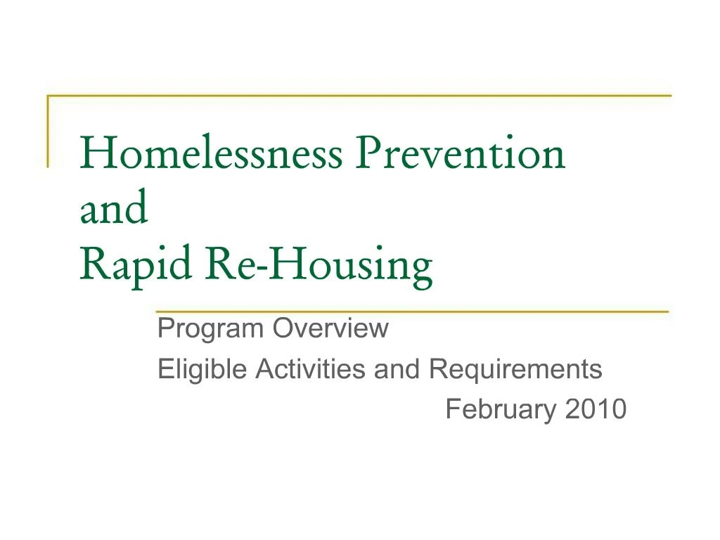 PPT Homelessness Prevention And Rapid Re Housing PowerPoint