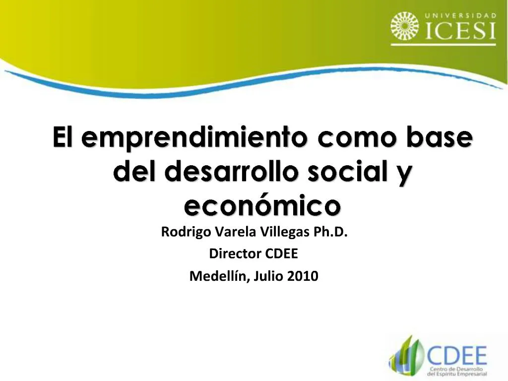 Ppt El Emprendimiento Como Base Del Desarrollo Social Y Econ Mico