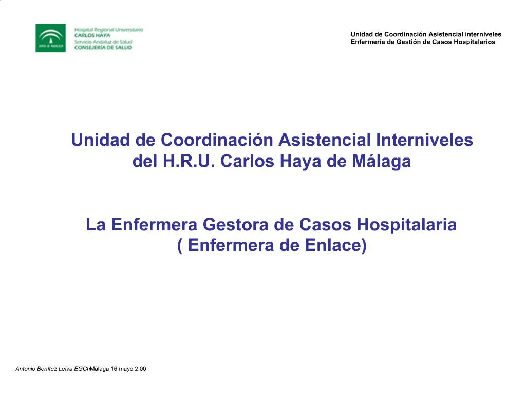 PPT Unidad De Coordinaci N Asistencial Interniveles Del H R U Carlos