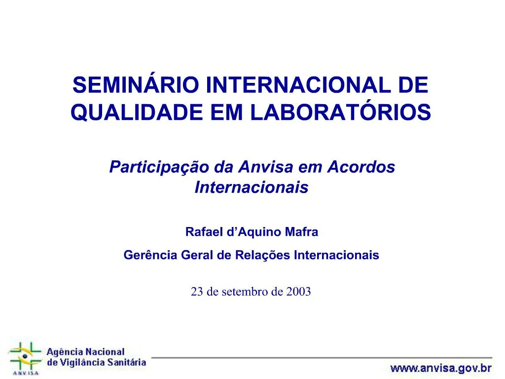 Ppt Semin Rio Internacional De Qualidade Em Laborat Rios Powerpoint