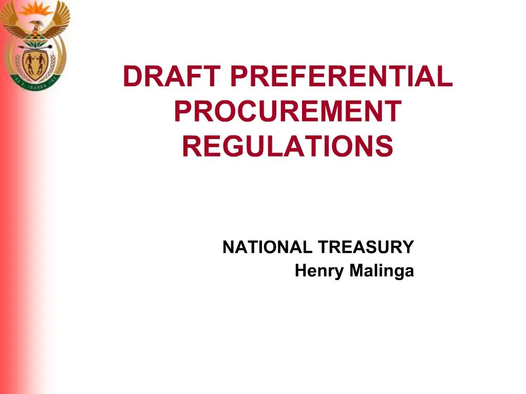 Ppt Draft Preferential Procurement Regulations Powerpoint