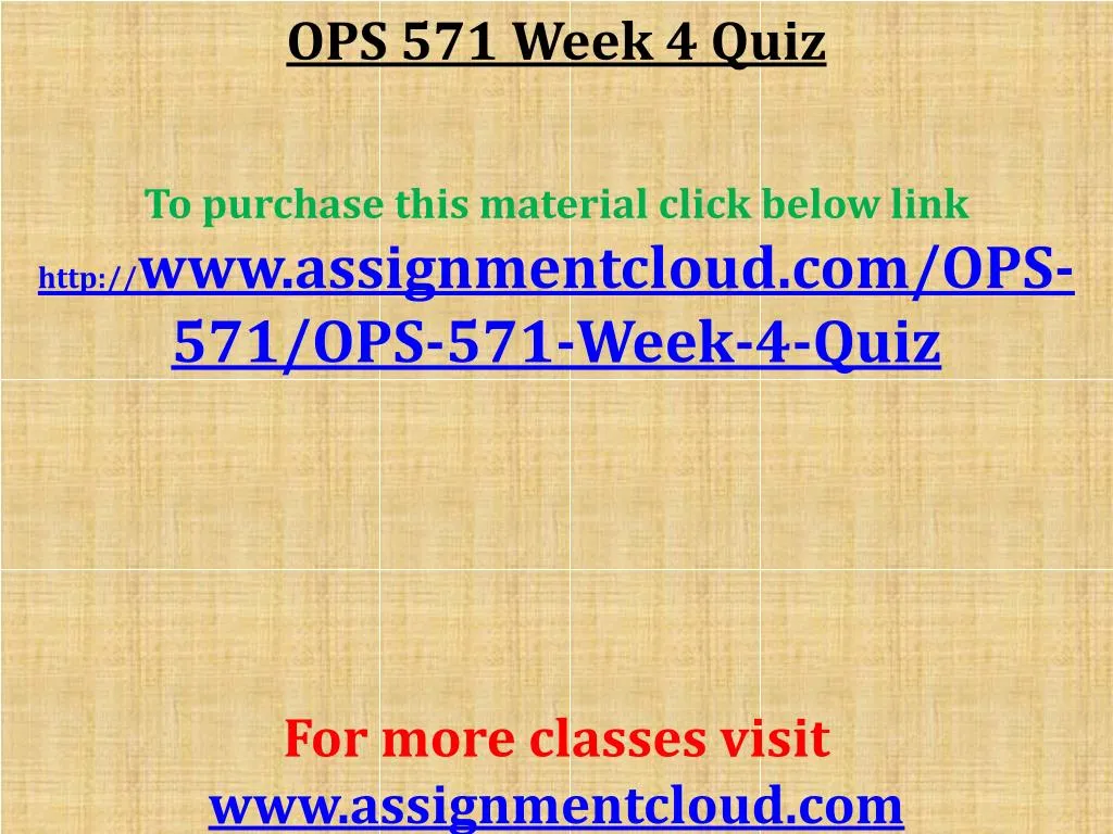 week five for ops 571 week five for ops 571