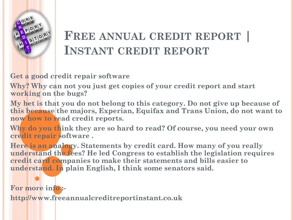 Free annual credit report uk