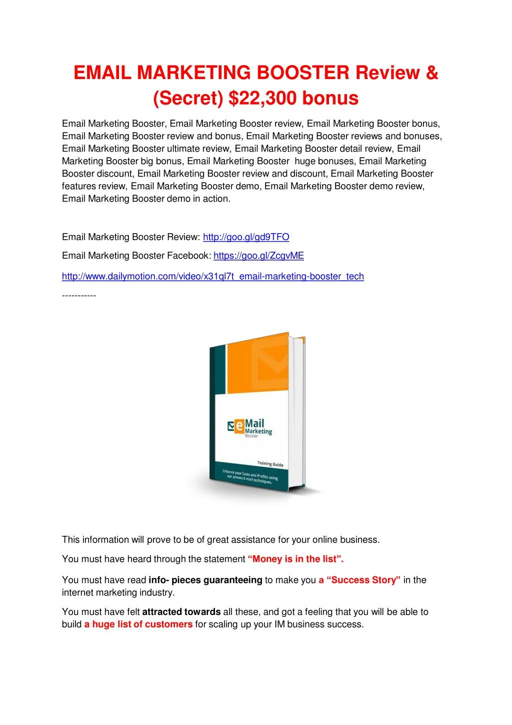 ... bonus of Email Marketing Booster PowerPoint Presentation - ID:7191749