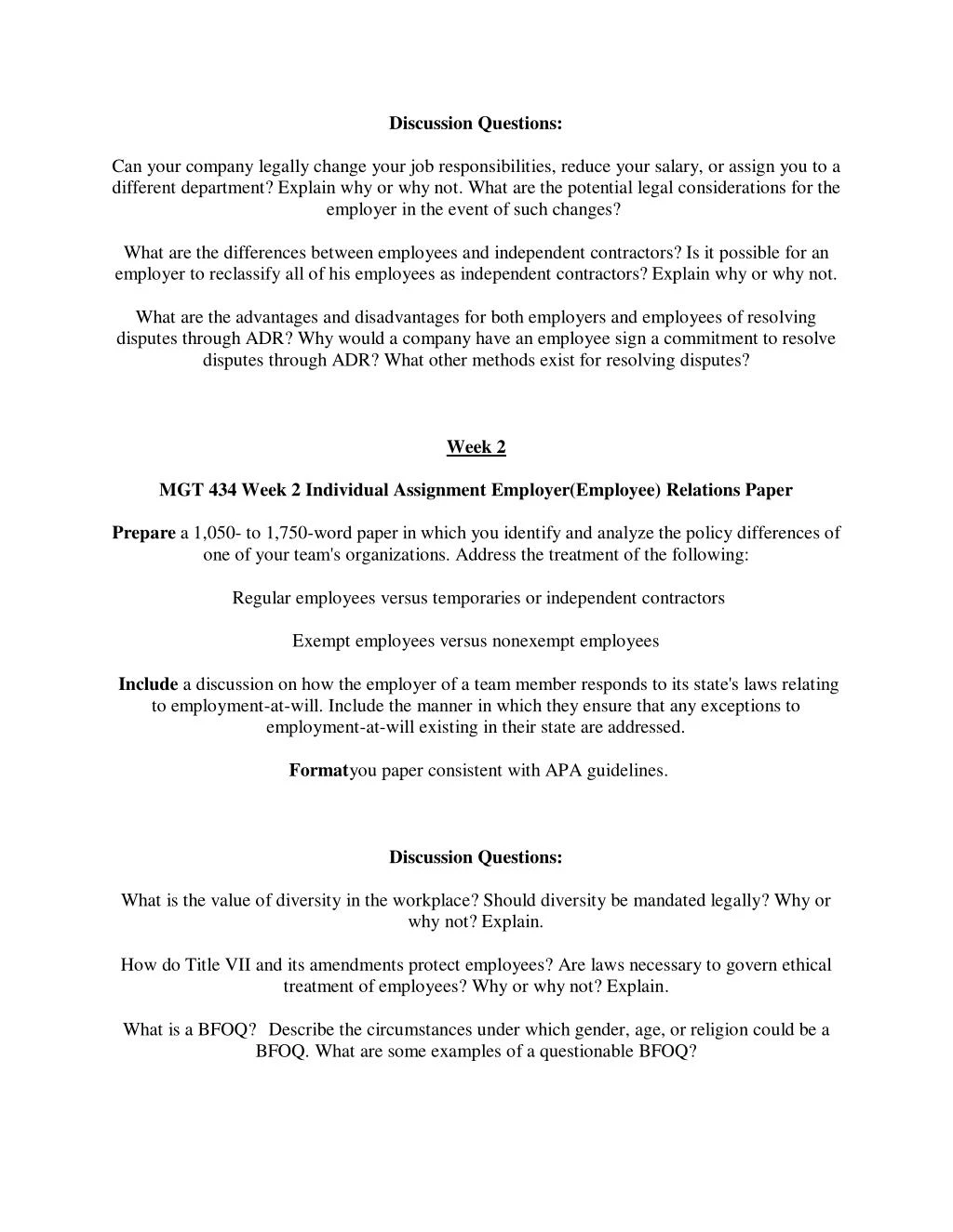 mgt 434 week 2 employer employee relations paper Mgt 434 uop courses /tutorialrank mgt 434 week 2 team assignment employer employee relations paper (uop course) mgt 434 week 2 dq 1 (uop course) mgt 434 week 2 dq 2 (uop course) the employer makes the employee’s life miserable and the employee quits what is this called is it legal does the employer’s burden of proof change. mgt 434 week 2 employer employee relations paper Mgt 434 uop courses /tutorialrank mgt 434 week 2 team assignment employer employee relations paper (uop course) mgt 434 week 2 dq 1 (uop course) mgt 434 week 2 dq 2 (uop course) the employer makes the employee’s life miserable and the employee quits what is this called is it legal does the employer’s burden of proof change.
