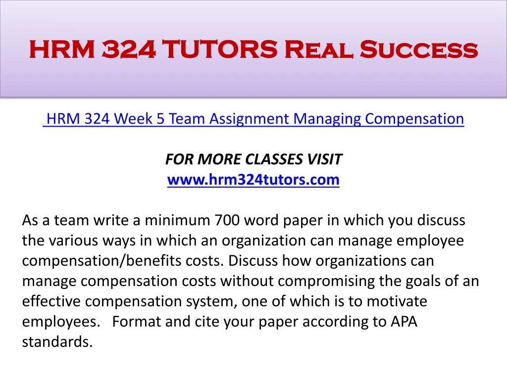 hrm 324 week one Hrm 324 week 4 retirement plan selection assess the factors that this employee should consider when selecting a retirement plan. hrm 324 week one Hrm 324 week 4 retirement plan selection assess the factors that this employee should consider when selecting a retirement plan.