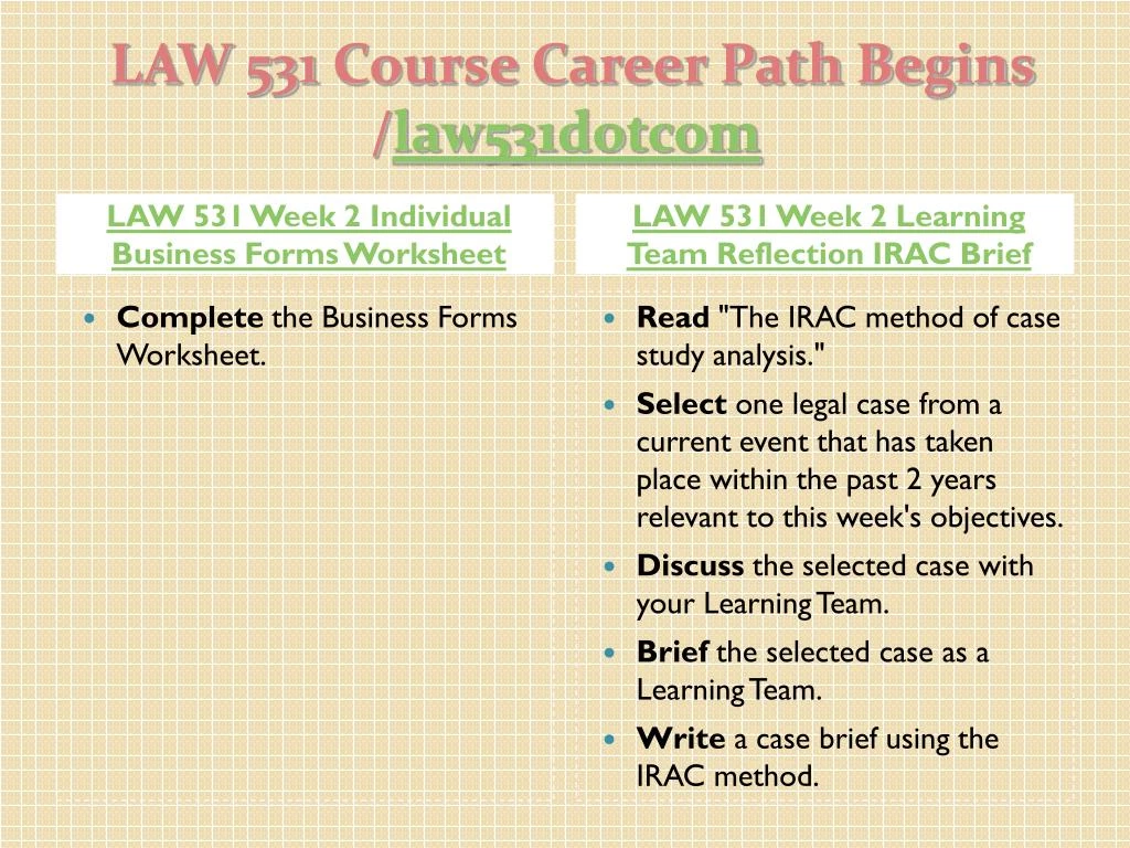 Law 531 Business Forms Worksheet