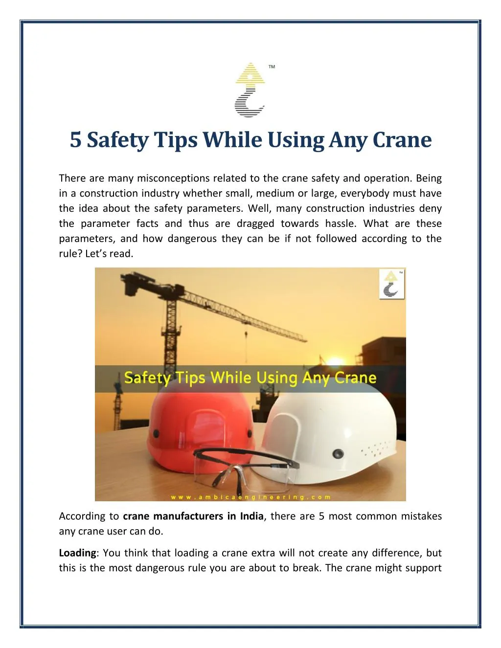 PPT - 5 Safety Tips While Using Any Crane In The Industry PowerPoint ...