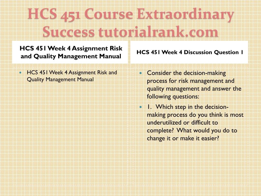 hcs 451 week 4 organizational performance Week 4 learning team organizational performance management table and paper each member must select a different type of health care organization to study for the. hcs 451 week 4 organizational performance Week 4 learning team organizational performance management table and paper each member must select a different type of health care organization to study for the.