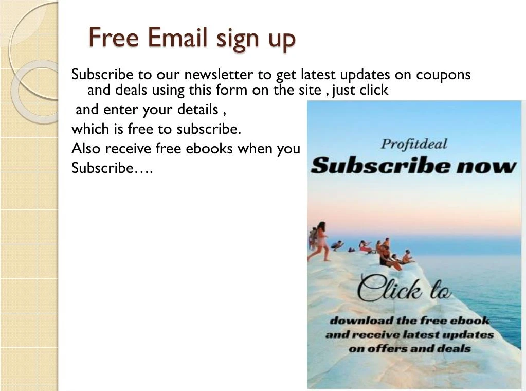 Sign up for coupons by email