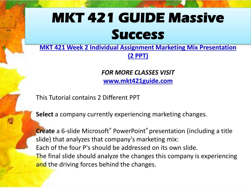 Marketing mix mkt 421