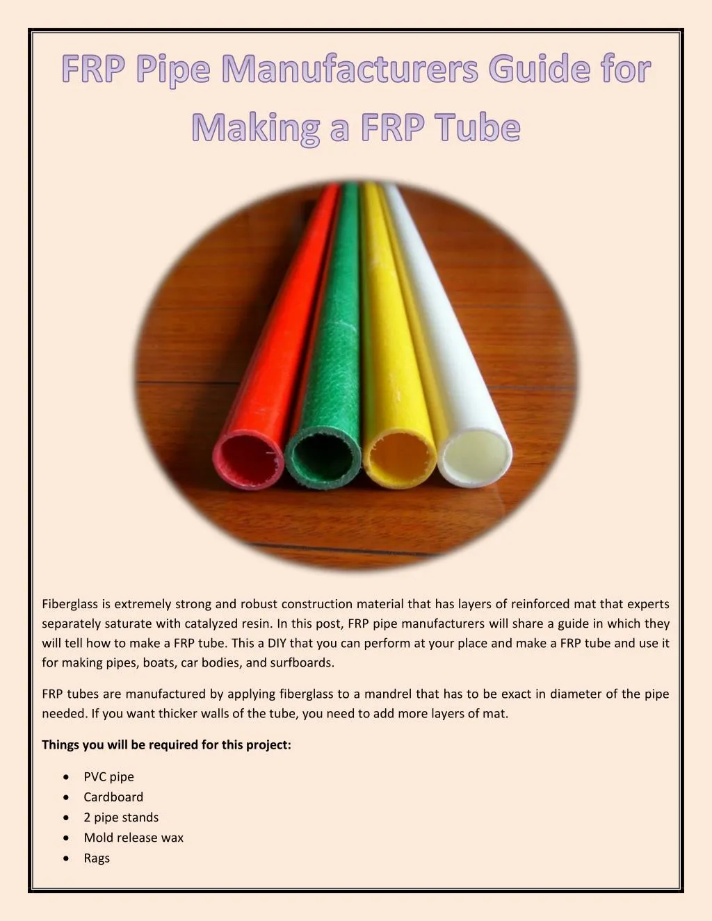 Ppt Frp Pipe Manufacturers Guide For Making A Frp Tube Powerpoint