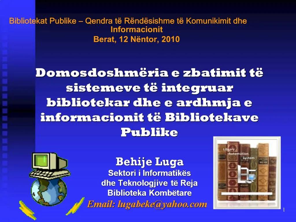 Ppt Bibliotekat Publike Qendra T R Nd Sishme T Komunikimit Dhe