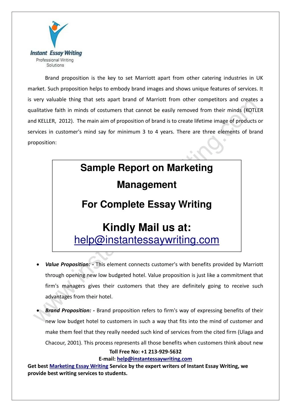 Marketing Essay Writing