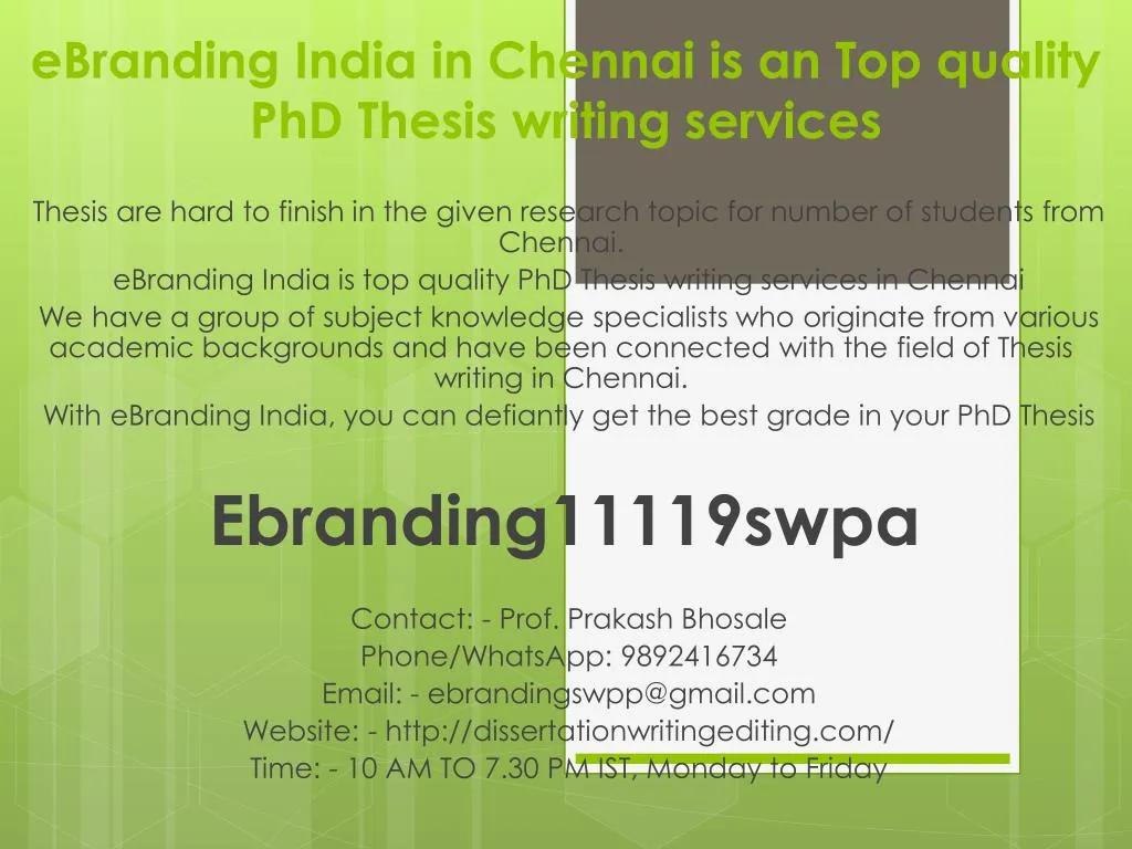 Thesis writing service in india