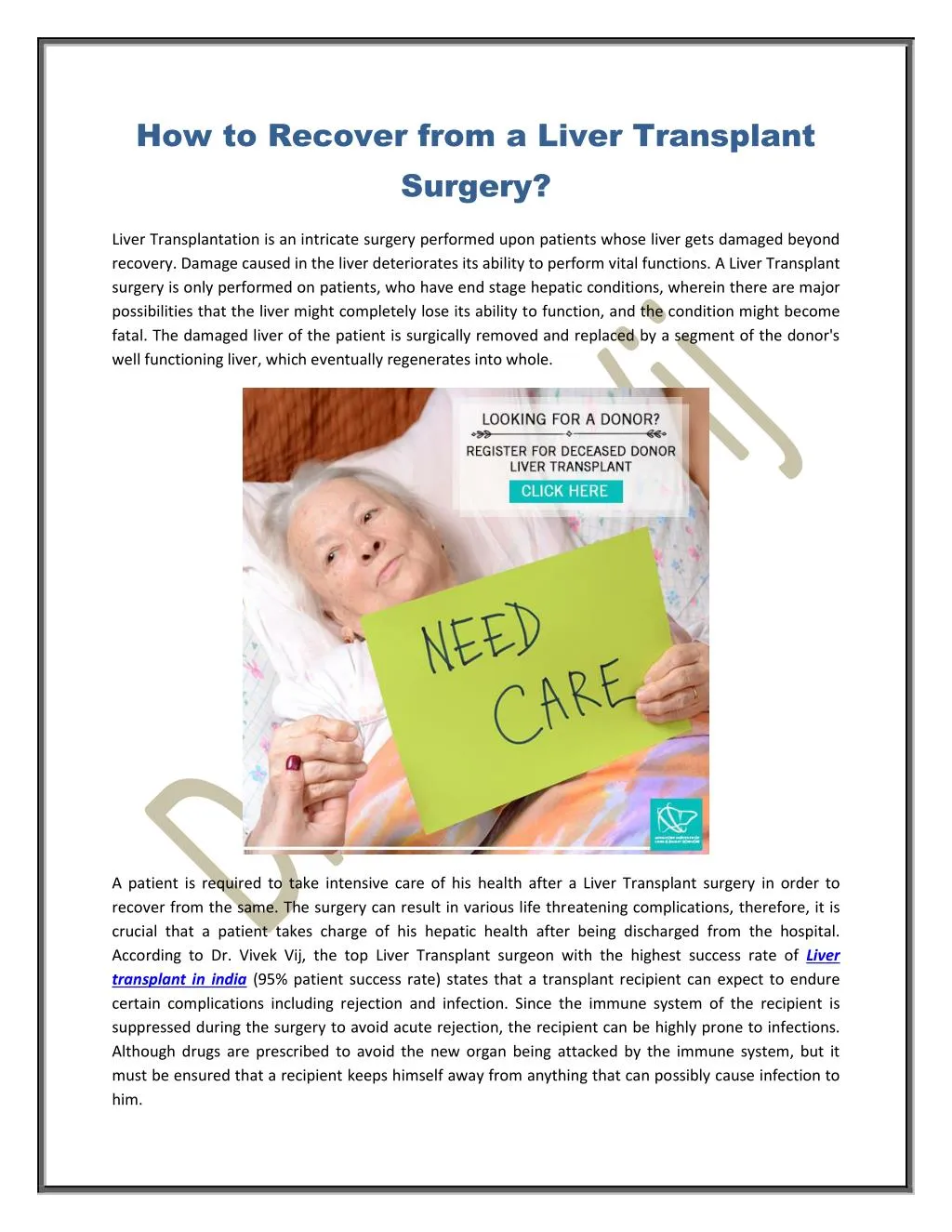 How to Recover From a Liver Transplant at Home How to Recover From a Liver Transplant at Home