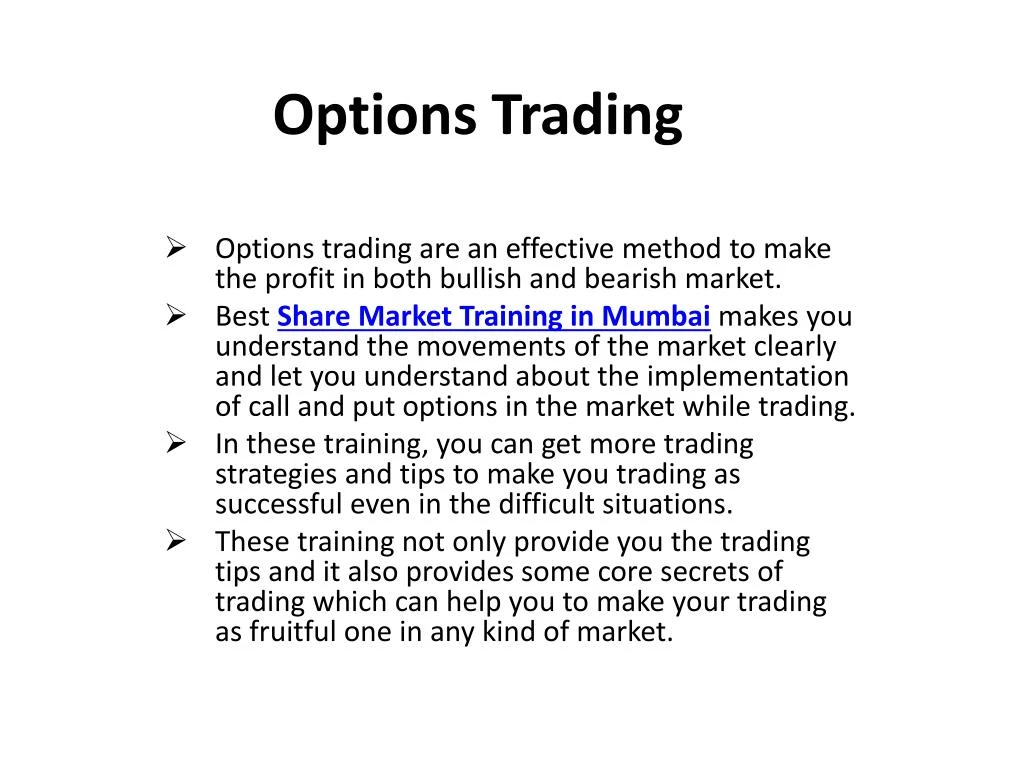 Options trading classes in mumbai