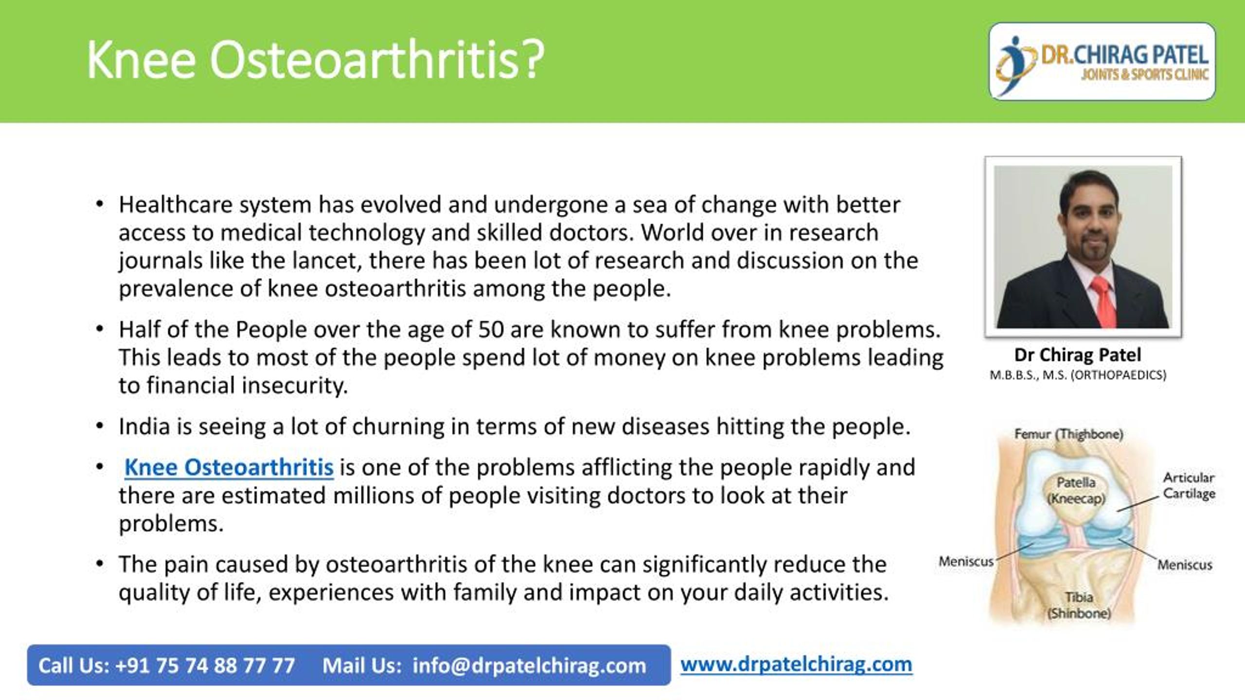 Ppt Knee Osteoarthritis Causes And Common Symptoms Dr Chirag Patel