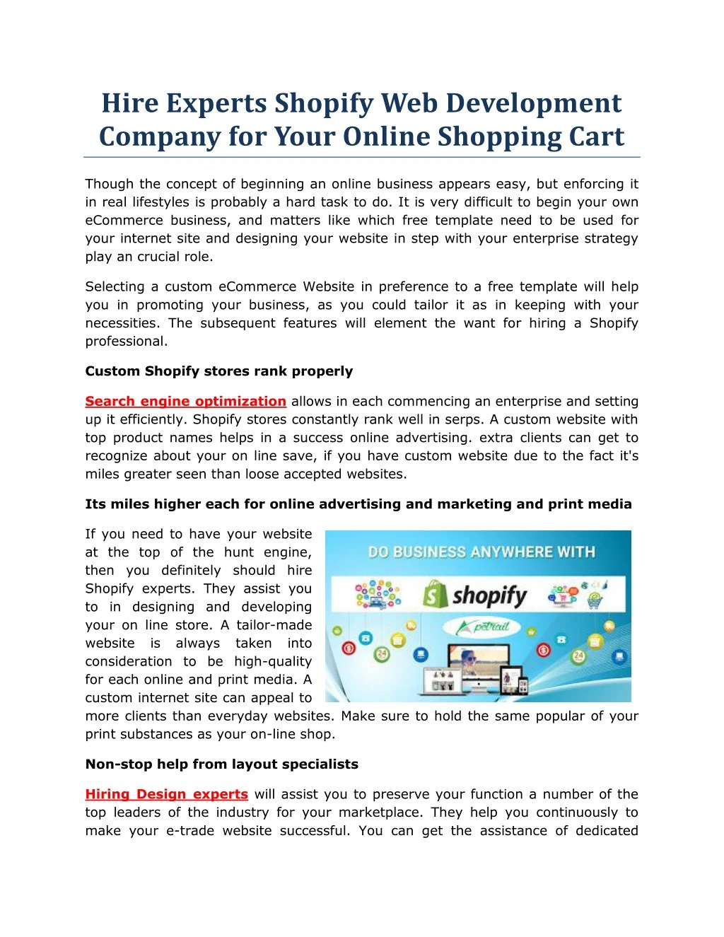 PPT Hire Experts Shopify Web Development Company For Your Online