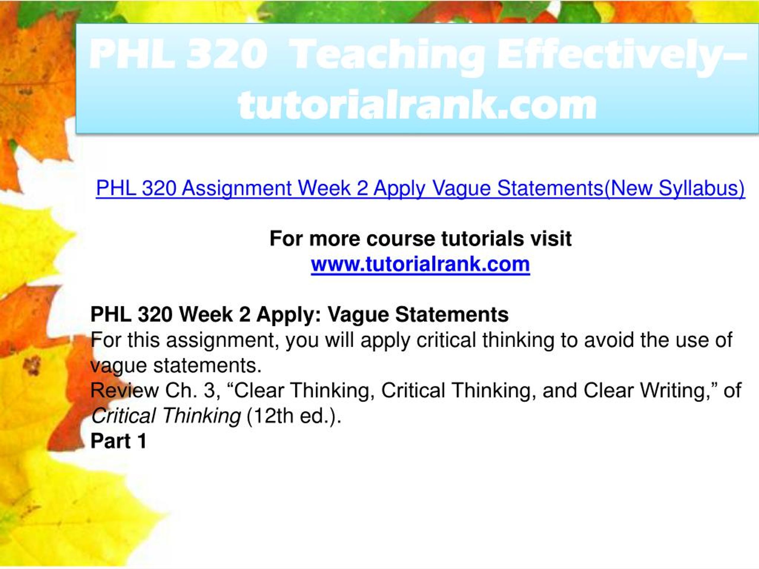 PPT PHL 320 Teaching Effectively Tutorialrank PowerPoint