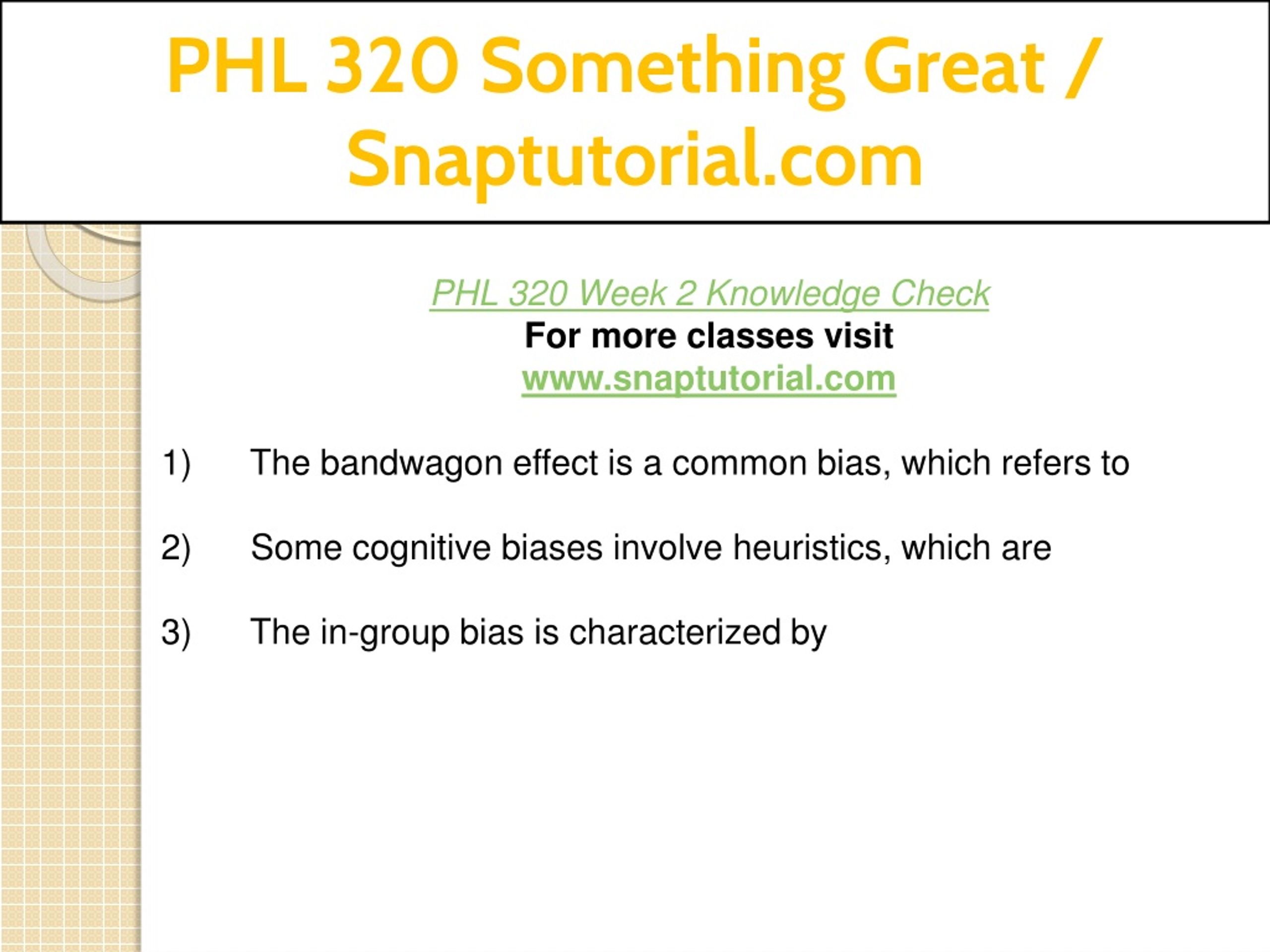 PPT PHL 320 Something Great Snaptutorial PowerPoint