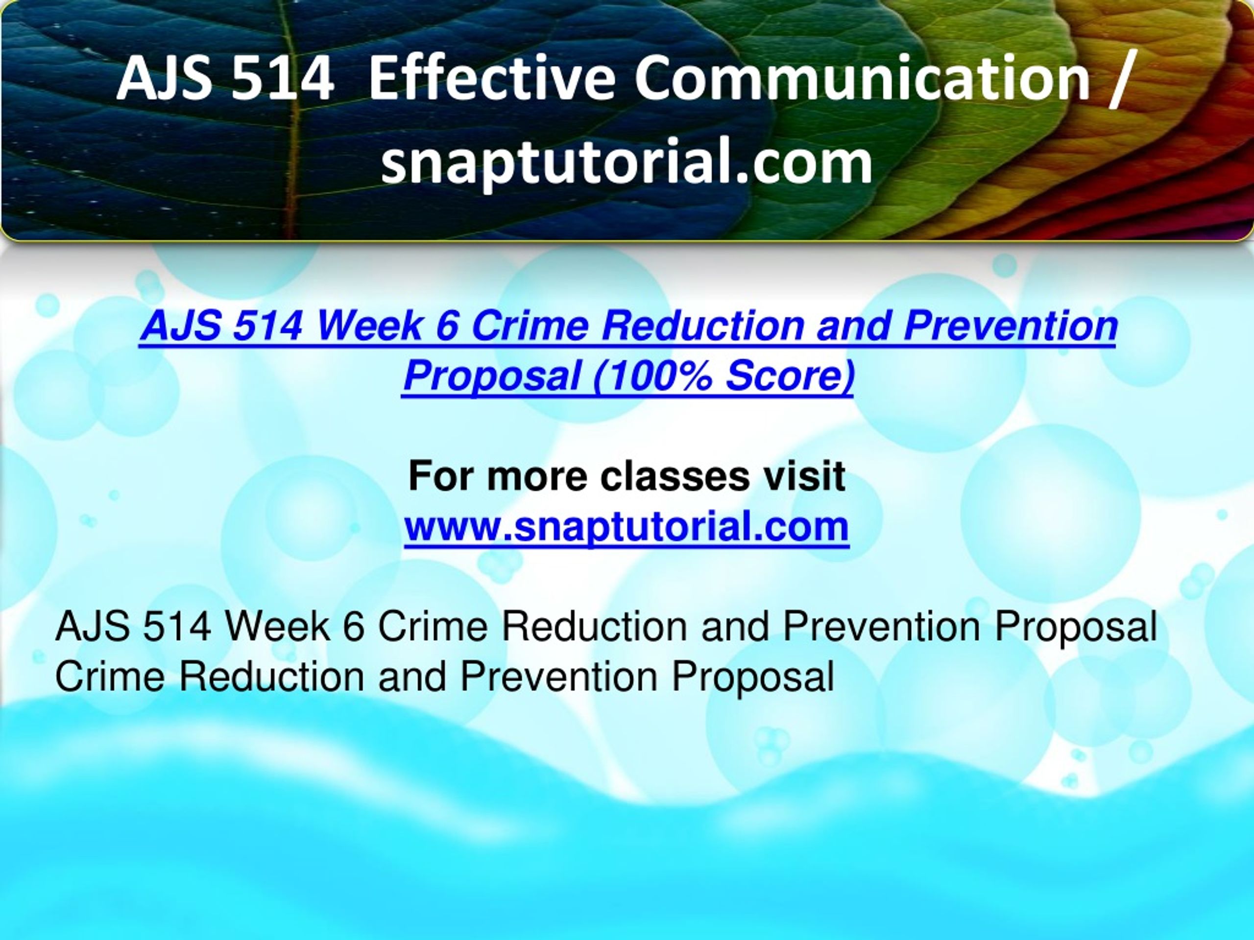 PPT AJS 514 Effective Communication Snaptutorial PowerPoint