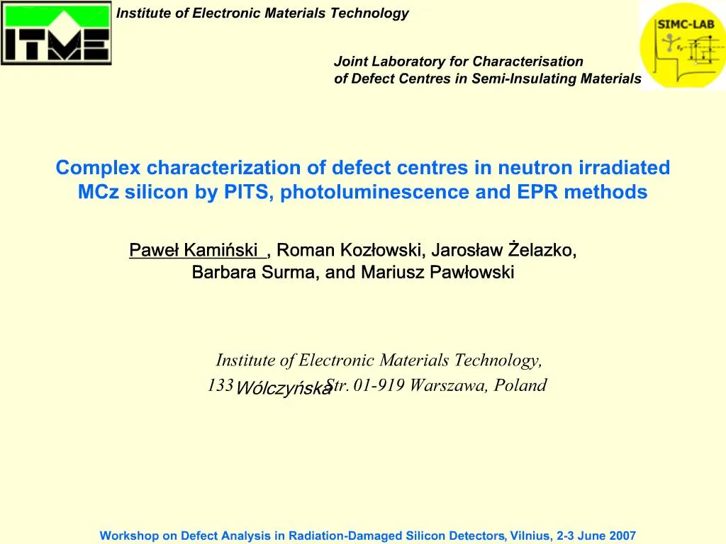 Ppt Complex Characterization Of Defect Centres In Neutron Irradiated