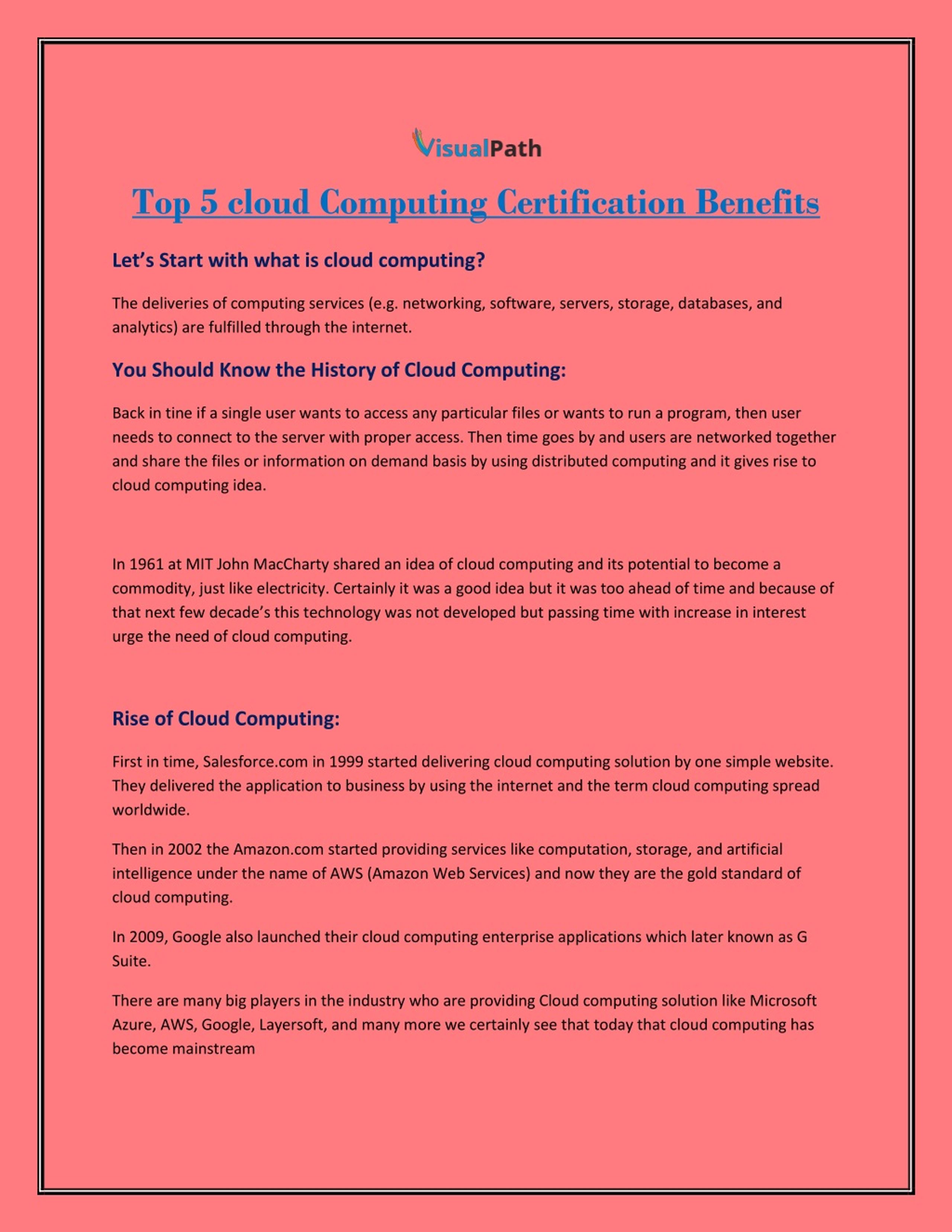 PPT Top 5 Cloud Computing Certification Benefits PowerPoint