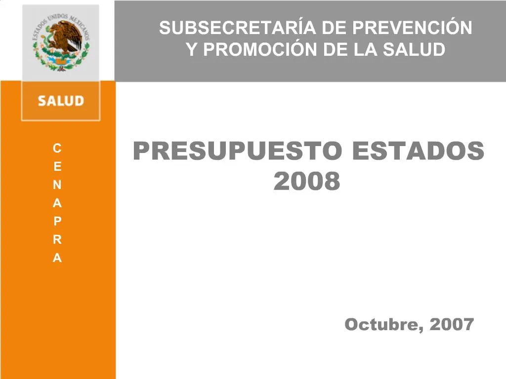 PPT SUBSECRETAR A DE PREVENCI N Y PROMOCI N DE LA SALUD PowerPoint