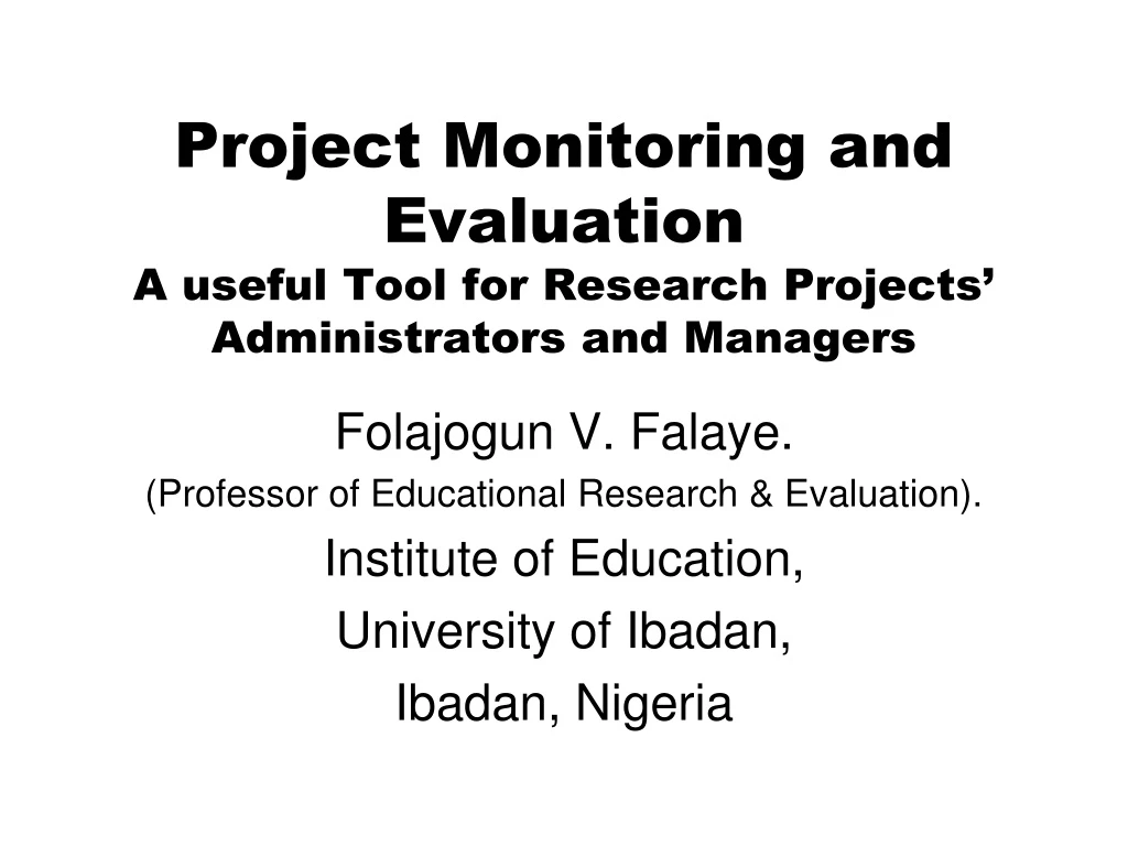 PPT Project Monitoring And Evaluation A Useful Tool For Research