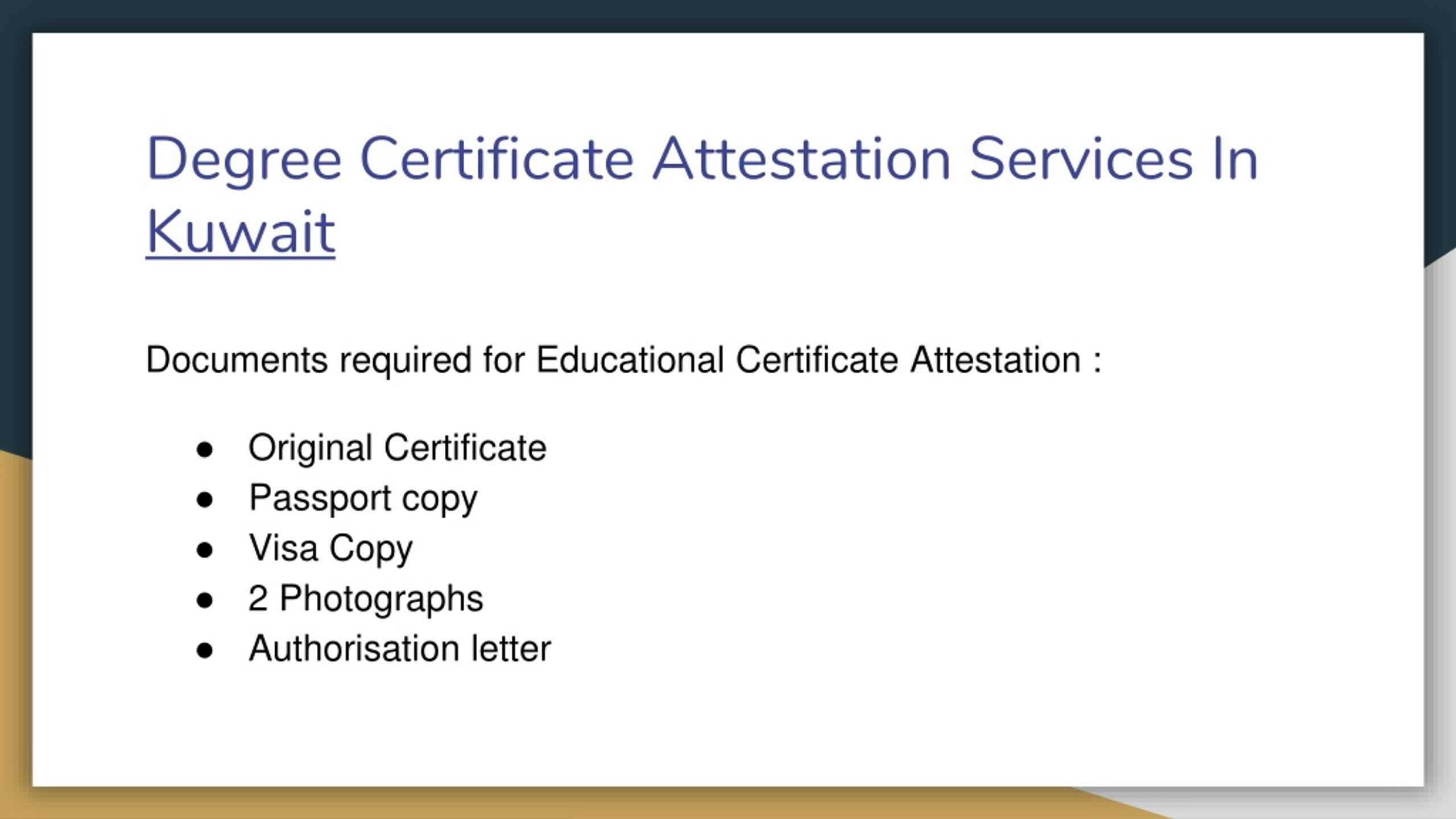 PPT Degree Certificate Attestation In Kuwait PowerPoint Presentation