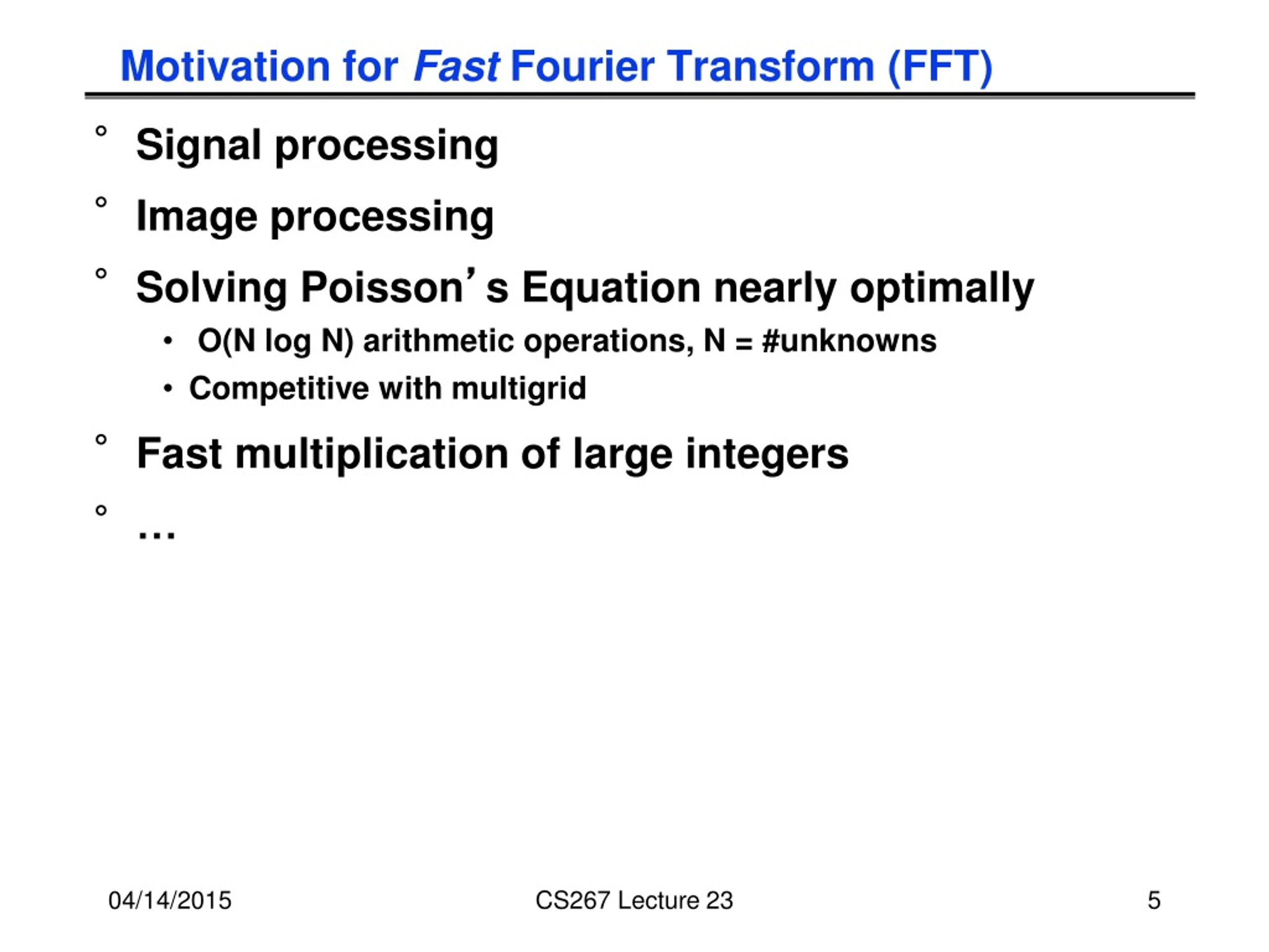 Ppt Parallel Spectral Methods Fast Fourier Transform Fft With