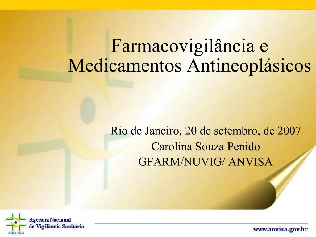 PPT Farmacovigil Ncia E Medicamentos Antineopl Sicos PowerPoint