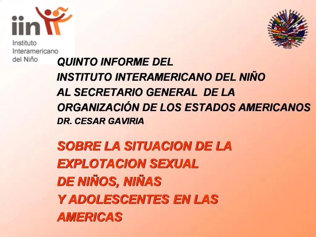 Ppt Quinto Informe Del Instituto Interamericano Del Ni O Al