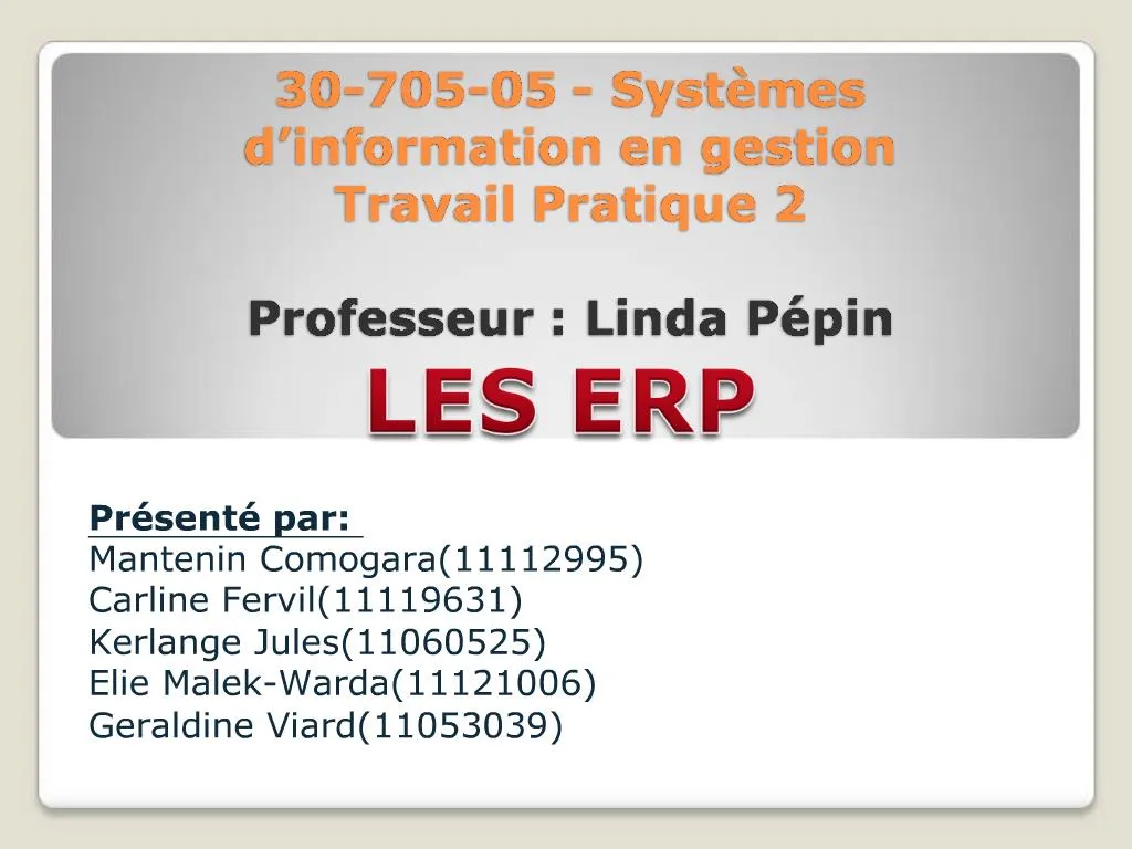 PPT 30 705 05 Syst Mes D Information En Gestion Travail Pratique 2