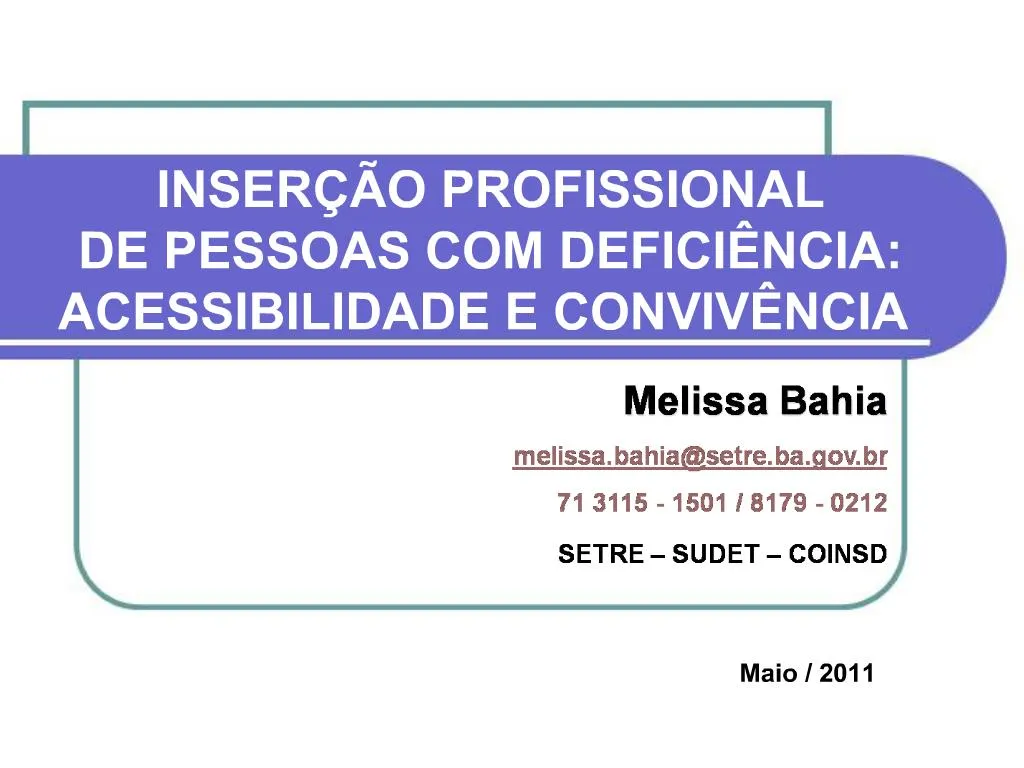 Ppt Inser O Profissional De Pessoas Defici Ncia Acessibilidade E