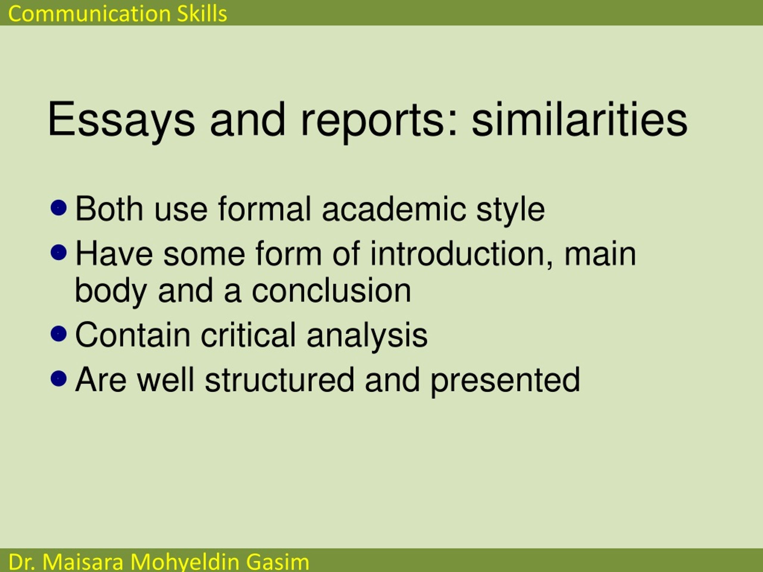 essay and report similarities