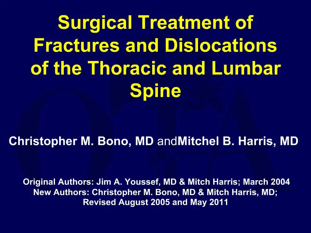 Thoracic Spine Fractures And Dislocations Treatment M 8578