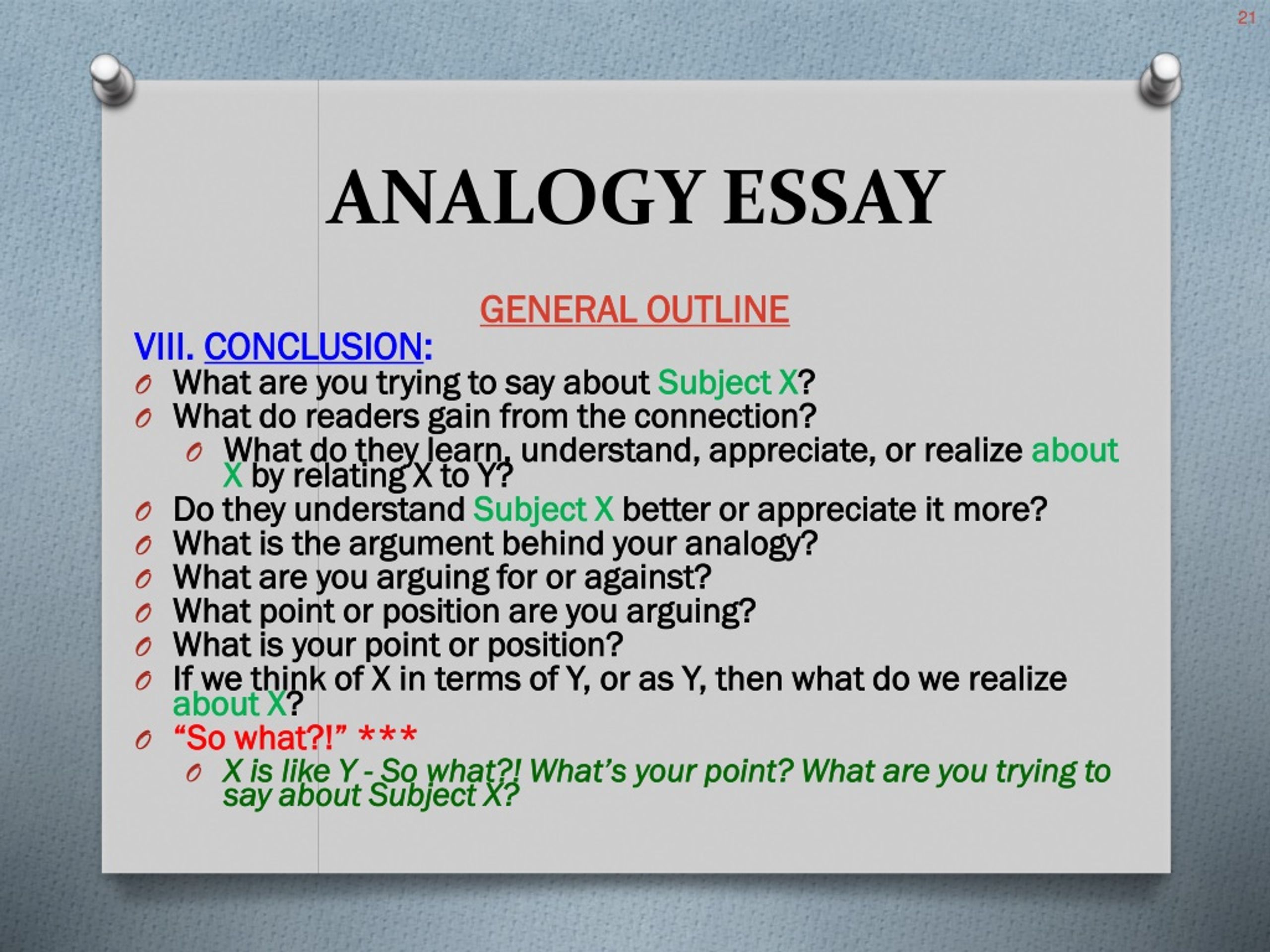 analogy essay topic ideas