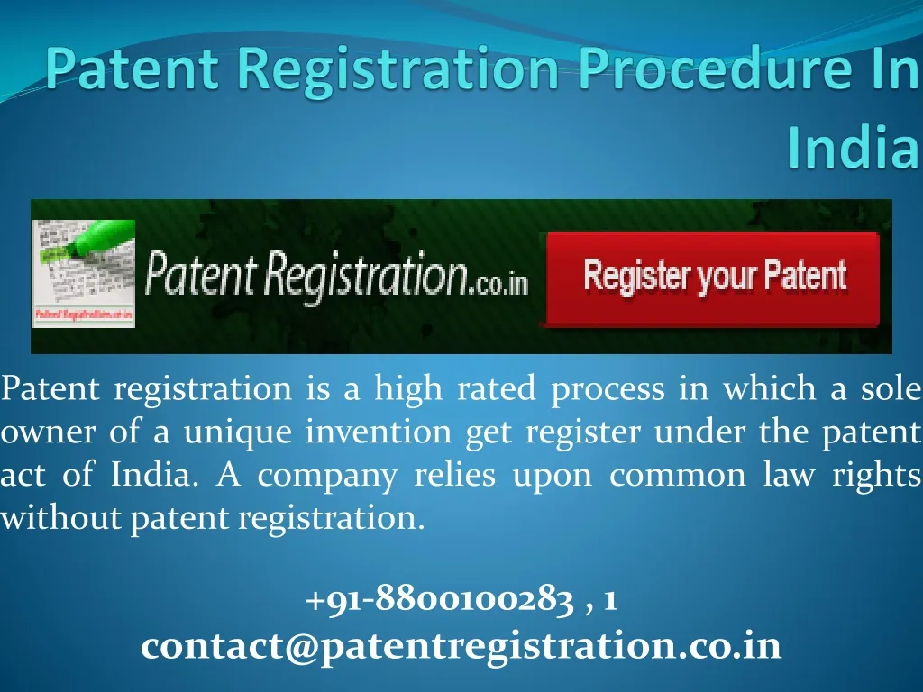 patent registration procedure in india n.