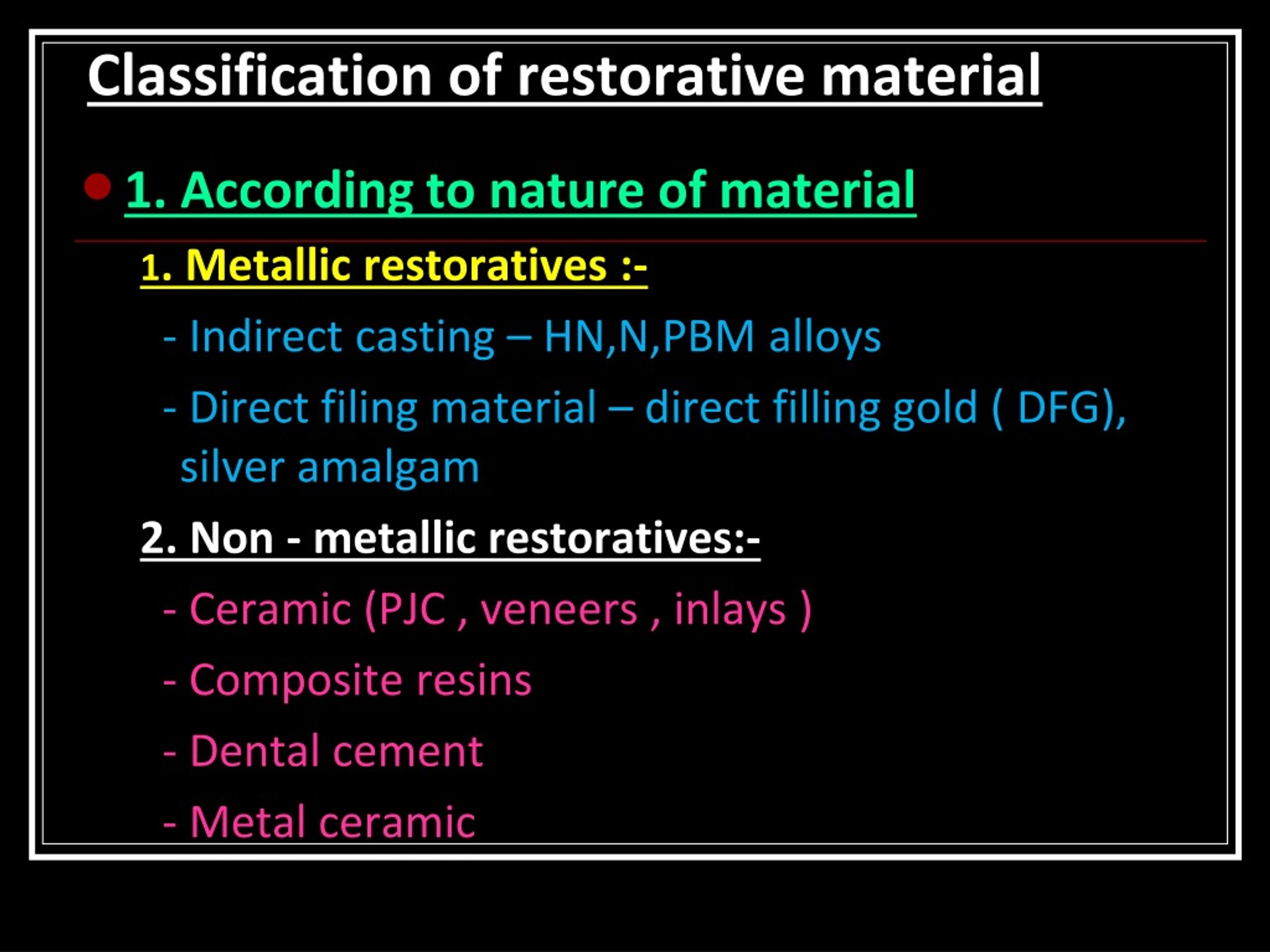 classification of dental cements
