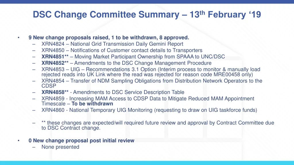 dsc change committee summary 13 th february 19 n.