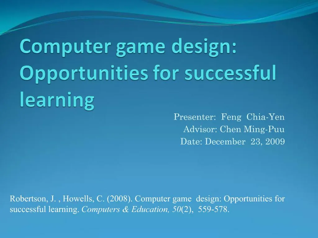 PPT Computer Game Design Opportunities For Successful Learning