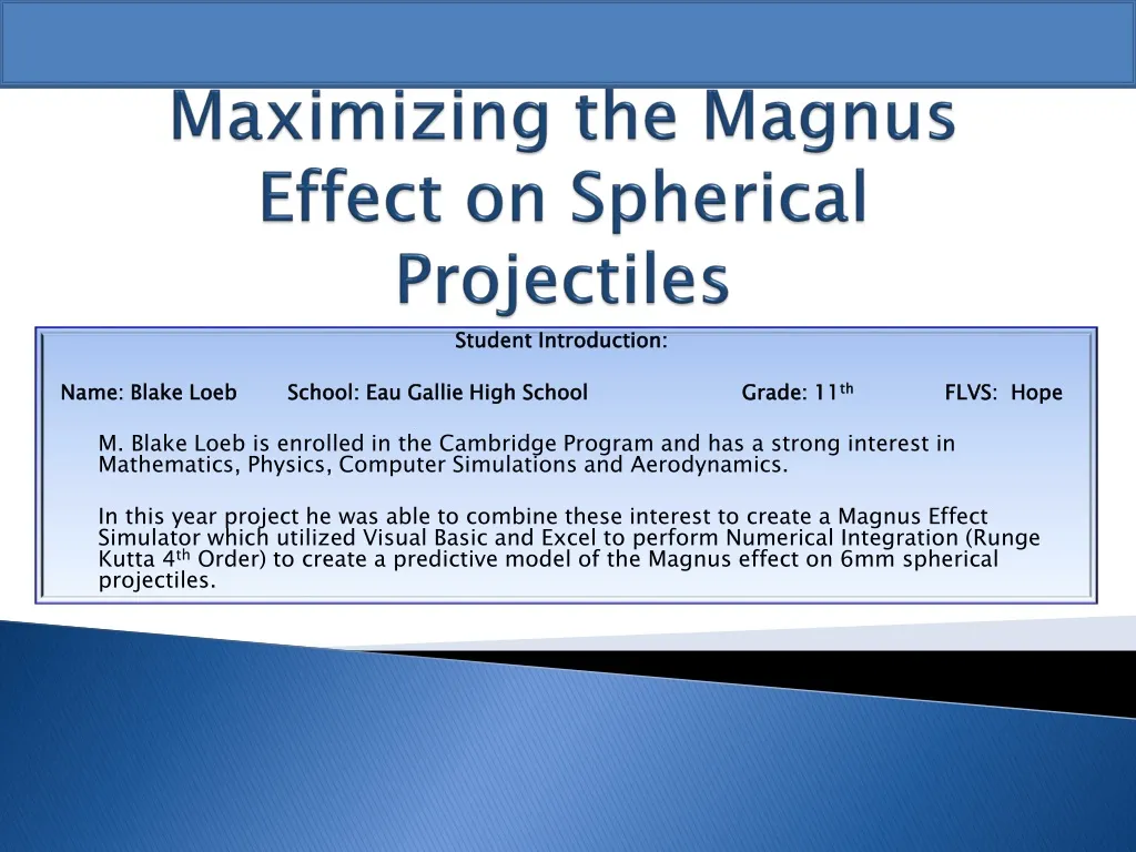 PPT - Maximizing the Magnus Effect on Spherical ...