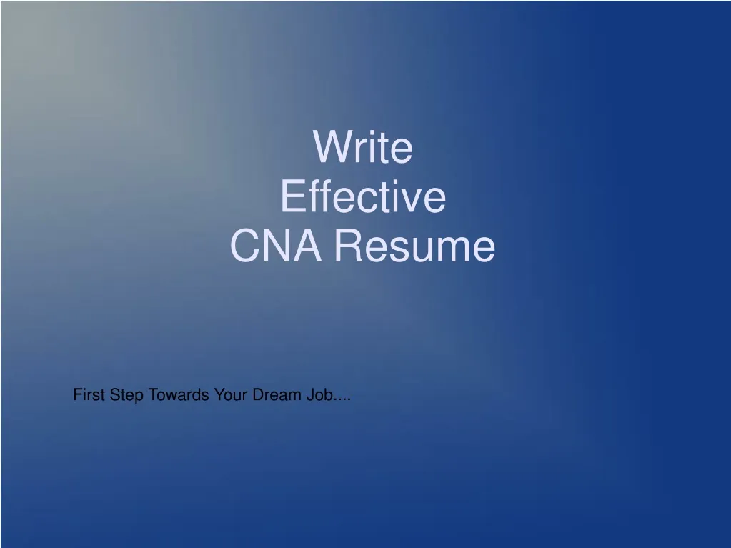 write effective cna resume n.