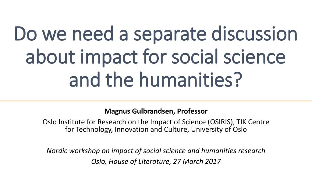 PPT - Do we need a separate discussion about impact for social science ...